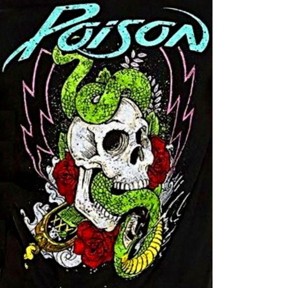 Poison Colored Tattoo Logo metal rock Official cotton T-Shirt 3XL NWT - Picture 2 of 2